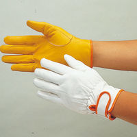 おたふく手袋 オタフク #425 高級牛革手袋 マジック L 黄 1双（直送品）