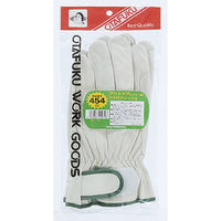 おたふく手袋 オタフク #454アウトドアアテ付マジック止牛革手袋白　1双（直送品）