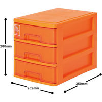 サンコープラスチック Silky 引出しケース A4タイプ 3段 403 オレンジ(セット販売：5個) 4973230431738（直送品）