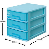 サンコープラスチック Silky 引出しケース A4タイプ 3段 403 ブルー(セット販売：5個) 4973230431752（直送品）