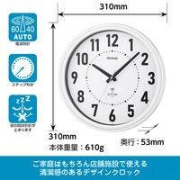 ノア精密 MAG 電波掛時計 ケレス ホワイト W-763 WH-Z 1個（直送品）