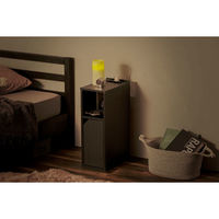 アイリスオーヤマ サイドテーブル 黒 コンセント付き テーブル 収納 ナイトテーブル 扉付き NTB-180T ブラック 1台（直送品）