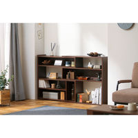 アイリスオーヤマ 棚 伸縮 ディスプレイ 収納 幅83~139×高さ80×奥行24cm ウッドスライドラック WSLR-800 ウォールナット 1台（直送品）