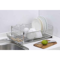 下村企販 水切りラック 水が流れる 縦置き ワイド カトラリーポケット付き ステンレス製 266695 1個（直送品）