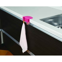 パール金属 キッチンラック ぺタッとポケット ボトル水切り 2フック ピンク 387702 1個（直送品）