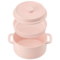 スケーター ココット風電子レンジ用鍋 パウダーカラー ザル付き レシピ付き チェリー 385029 1個（直送品）