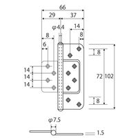 和気産業 ステンレスフラッシュ丁番BHー373 102MM アンバー BH-373 1セット(2個)（直送品）