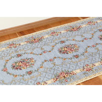 エヌケイインターナショナル イタリア製ジャガード織マット(ブーケ)65*180ライトブルー 4580441001409 1枚（直送品）