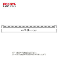 【軒先渡し】エレクター　ベーシックシリーズ　ハンガーレール　幅900mm用　ブラック　BA136B  1本（直送品）