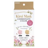 Kirei Mask（キレイマスク） コーディネートカラー（ピンク・ベージュ）すこし小さめ 1セット（40枚入×10箱） 川本産業 カラーマスク