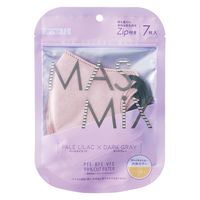 Kirei Mask MASMiXマスク（ペールライラック×ダークグレイ）1セット（7枚入×10袋）川本産業 ツートンカラーマスク バイカラー