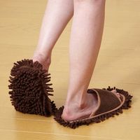 アイメディア モップスリッパ マイクロファイバー 22.5～25cm 履くモップ 掃除 スリッパ ブラウン 367493 1個（直送品）