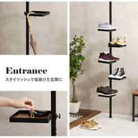 【軒先渡し】萩原 突っ張りポールラック 幅430×奥行430×高さ2000～2650ｍｍ ブラックブラウン KTR-3117BB 1台（直送品）