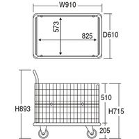 エヌケーキャリーキャスター 金網スチール台車 NKー307SHーST 1台（直送品）