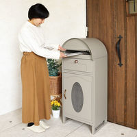 【軒先渡し】ヤマソロ ラグラス 宅配ボックス付きポスト 幅450×奥行365×高さ1100mm グレージュ 73-745 1台（直送品）