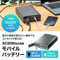 サンワサプライ AC出力付モバイルバッテリー(AC80W出力対応) BTL-RDC25 1台（直送品）