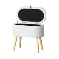 ICHIBA フェイ ボア ストレージスツール ホワイト ST-3624WH 1脚（直送品）