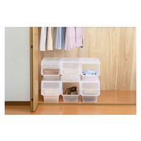 SANKA 収納ボックス 前開き ナチュラ フロック 30 スリム 深型 幅29×奥行46×高さ31cm 4段階ストッパー 278869 1個