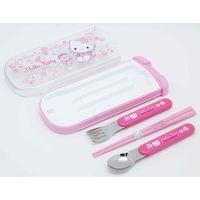 オーエスケー トリオセット 箸 スプーン フォーク ケース ハローキティ サクラ 16.5cm 子供 316986 1個（直送品）