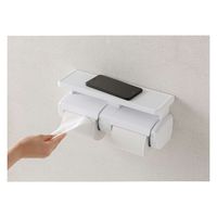 オーエ トイレットペーパーホルダー ダブル 棚付き トイレットペーパー 2連 ホルダー 318930 1個