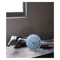 キーストーン 置き時計 アナログ 卓上 時計 エンボスメタル マリン ネイビー ライトブルー 362949 1個（直送品）