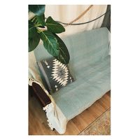 キーストーン マルチカバー コットンスロー ウェーブ 140×200cm ブルー 380393 1個（直送品）