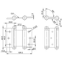 ハイロジック PEN 黒塗り自由丁番(両開) 64mm 00026061 1組
