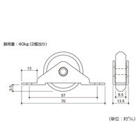 ハイロジック 72638 静音高機能戸車 ステン枠 YV 33mm 1パック(2個入)（直送品）