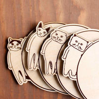 ヤマト工芸 コースター 木製 ねこ 合板 コップ敷き 日本製 スコティッシュフォールド 292855 1個（直送品）