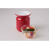 旭金属 保存容器 ホーロー製 直径8cm リトルキッチン ステッカー付き 赤 299767 1個（直送品）