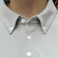 明石スクールユニフォームカンパニー ボタンダウンシャツ ブルー杢×ネイビー SS UZL3202-4-SS 1枚（直送品）