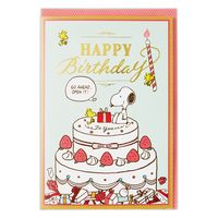 日本ホールマーク グリーティングカード お誕生日祝い オルゴールカードスヌーピー LEDバースデーケーキ2 814946 1セット(3枚)（直送品）
