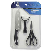 パール金属 三徳包丁 ピーラー キッチンバサミ まな板 4点 セット FN-170 シェフズスティーレ ベーシック 4582681001706 1個