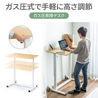 【アウトレット】サンワサプライ ガス昇降デスク 幅900×奥行600×高さ683～1070mm 薄い木目×ホワイト ERD-G9060LM 1台（直送品）