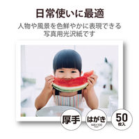 プリンター用紙 写真用紙 ハガキ 50枚 光沢 厚手 ホワイト EJK-VLH50 エレコム 1個（直送品）