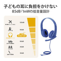 ヘッドセット 子供用 両耳 マイクアーム付 4極 タブレット ノートPC ダークブルー HS-KD01TDBU エレコム 1個