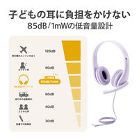 ヘッドセット 子供用 両耳 マイクアーム付 4極 タブレット ノートPC パープル HS-KD01TPL エレコム 1個