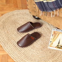 ダルトン レザー風  ライフスタイル スリッパ  ブラウン　FOR MEN　男性用　リビング　ルームシューズ　1足