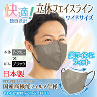 立体フェイスラインマスク 7枚入 ワイド ダークグレー×黒 3袋セット RFW-GB-AS 1セット（3袋） エスパック（直送品）