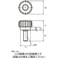 エスコ M4x10mm 雄ねじディンプルノブ EA948AT-3 1セット(20個)（直送品）