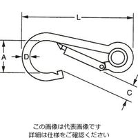 エスコ 70x 7mm スナップフック(鉄ユニクロ) EA638CT-3 1セット(20個)（直送品）