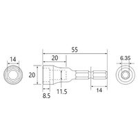 エスコ 14mm 電ドルソケット(ショート) EA612BF-14 1セット(10本)（直送品）
