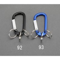 エスコ キーリング(カラビナフック/ブラック) EA916ZL-92 1セット(20個)（直送品）