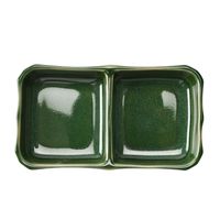 アースモス 仕切り皿 練抹茶 二品皿(中) [6個入] vac-111-07020（直送品）