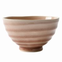 アースモス 飯碗 ローズクオーツ うす彫りろくべ型茶碗(大) [4個入] vac-125-01022（直送品）