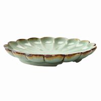 アースモス 小皿 ビードロ灰釉茶渕 菊型7.0寸丸皿 [2個入] vac-202-02029（直送品）