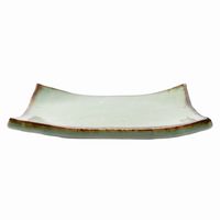 アースモス 小皿 ビードロ灰釉茶渕 タタラ型5.0寸正角皿 [4個入] vac-202-04016（直送品）