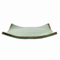 アースモス 小皿 ビードロ灰釉茶渕 タタラ型7.0寸正角皿 [2個入] vac-202-04017（直送品）