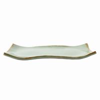 アースモス 小皿 ビードロ灰釉茶渕 タタラ型7.0寸長角皿 [4個入] vac-202-04018（直送品）