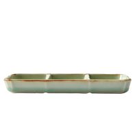 アースモス 仕切り皿 ビードロ灰釉茶渕 三品皿(中) [4個入] vac-202-07021（直送品）